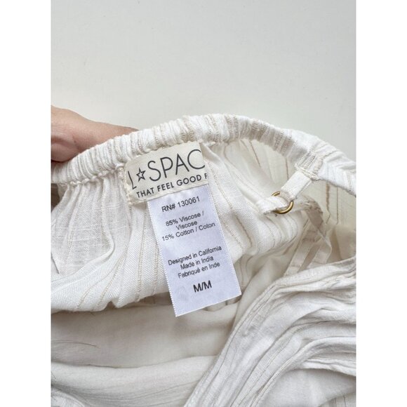 L*SPACE Santorini Cream Viscose Cotton Tie Back Tiered Midi Dress, Size M - Picture 12 of 13